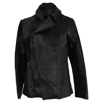 Marni Double-Breasted Sheared Jacket in Black Goatskin