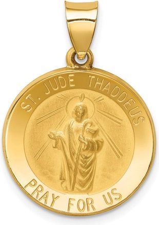 Diamond2Deal 14k Yellow Gold Polished and Satin St Jude Thaddeus Medal Hollow Pendant