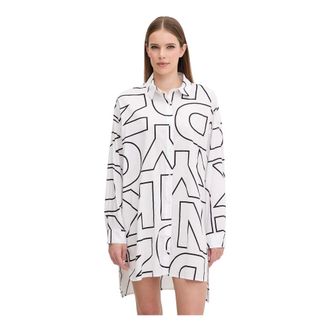 DKNY Dkny, Nachtkleding, Dames, Wit, S, Katoen, Pyjama Shirt met logo-print