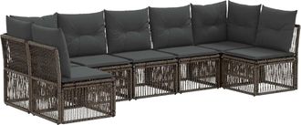 vidaXL Conjunto De Sof&aacute;s De Jard&iacute;n 7 Uds. Gris Rat&aacute;n Sint&eacute;tico Vidaxl