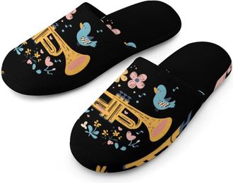 Generic Cute Trumpet Birds Flowers Mens House Slippers Slip Indoor Slipper On Shoes Warm Outdoor