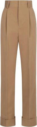Philosophy di Lorenzo Serafini Wollen broek met wijde pijpen en plooien aan de voorkant - Dames - Straight fit broeken - Beige - M - Wol - Broeken