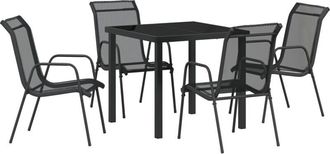 vidaXL vidaXL Garden Dining Set 5 pcs Black Textilene and steel