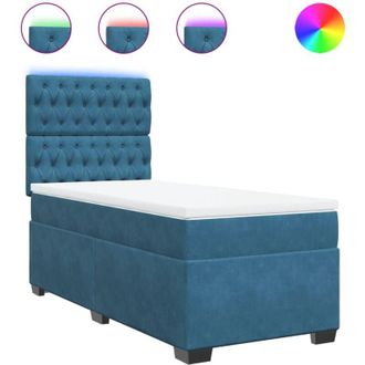 vidaXL Vidaxl - Cama Box Spring Con Colch&oacute;n Terciopelo Azul 100x200 Cm