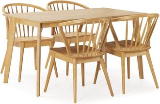 HOMN Juego de mesa 140x80 cm y 4 sillas de comedor color roble