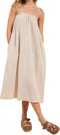 Sadie & Sage Mojave Tie Strap Midi Dress In Cream Taupe