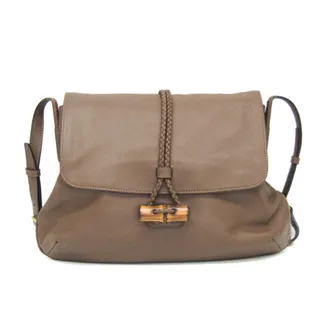 Gucci Bamboo Leather Brown Leather Backpack Bag (Pre-Owned)