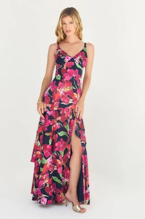 Hutch Robina Maxi Dress In Navy/multi Watercolor Vivid Orchids