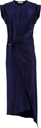 Paco Rabanne Piercing-Detail Midi Jurk - Dames - Avondkleed - Blauw - 2XS - Kleedjes