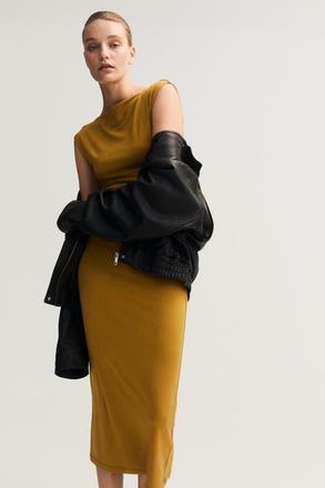 H&M Cap-sleeved dress in Mustard Yellow at Nordstrom, Size Xx-Small