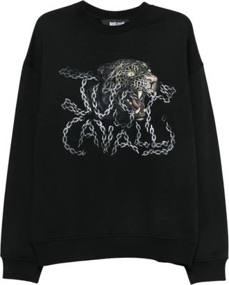 Just Cavalli Felpa Girocollo Stampa Leopardo - - Sweatshirts & Hoodies - Uomo - Nero - XL