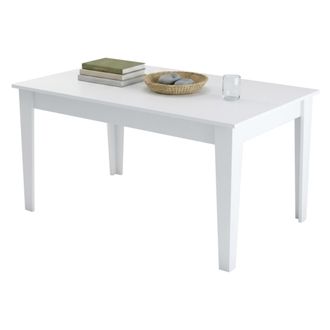 Dmora Mesa Fija Viverone, 6 Asientos, Rectangular, Soporta 120 Kg, 145x88x75 Cm Altura, Blanco