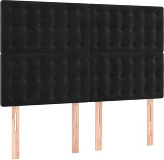 vidaXL Cabecero Con Luces Led Terciopelo Negro 144x5x118/128 Cm Vidaxl