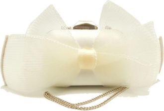 Jimmy Choo London Off-White Satin Clutch Bag (Pre-Owned)