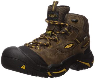 Keen Mens Braddock Mid Height Steel Toe Waterproof Work Boots Shoe, Cascade Brown/Tawny Olive, 8.5 UK