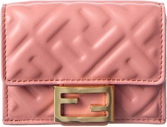 Fendi Fendi Micro Trifold Leather Wallet