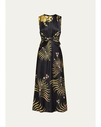 Saloni Gwen Printed Silk Dress