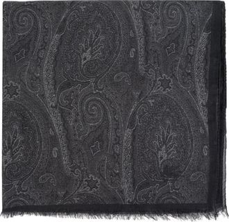 Etro Paisley Print Sjaal van een Modal-Cashmere Mix - Heren - Sjaals - Grijs - ONE Size - Accessoires