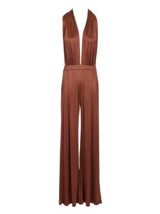 Amazu&igrave;n Fluid Satin Jersey Jumpsuit With Bow Tie Closure