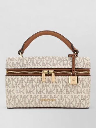 Michael Kors jana canvas shoulder bag gold hardware lock