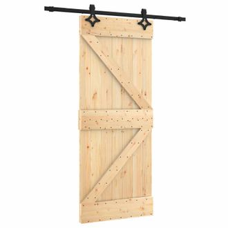 vidaXL Puerta Corredera Natural Y Negro 85 X 210 Cm Vidaxl