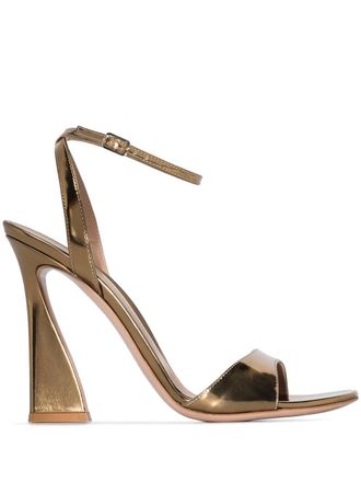 Gianvito Rossi Aura 105mm patent leather sandals - women - Leather/Leather/Patent Leather - 40 - Gold