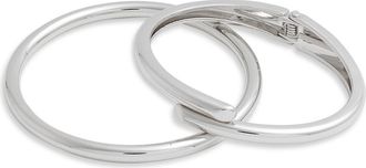 Open Edit Set of 2 Bangle & Hinged Bypass Bracelets in Silver at Nordstrom