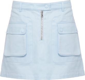 Casablanca Structured Light Blue Cotton Mini Skirt With Flap Pockets