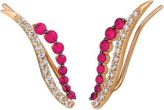 Le Vian 14K Rose Gold 1.24 Ct. Tw. Diamond & Ruby Ear Climber