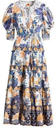 Farm Rio SUMMER FLOWERS OFF-WHITE MAXI DRESS