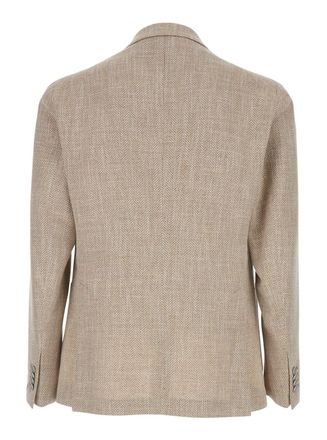 Tagliatore Herringbone Wool Blend Blazer - Beige