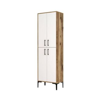 Dmora Zapatero de madera noble marr&oacute;n nogal 60x35x200h cm