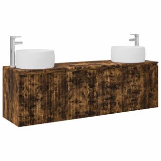 vidaXL Juego De Muebles De Ba&ntilde;o 3 Uds. Roble Ahumado Vidaxl