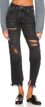 Free People Tapered Boggy Boyfriend Jeans In Obsidian