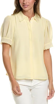 CeCe by Cynthia Steffe Cece Scallop Contrast Trim Button Down