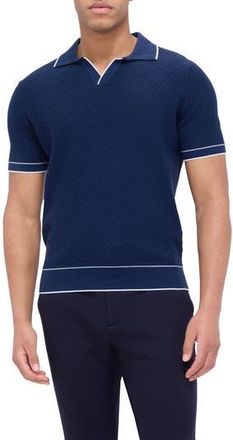 Bugatchi Tipped Johnny Collar Polo in Navy at Nordstrom Rack, Size Small