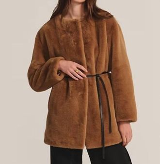 Velvet Marmont Faux Fur Jacket In Camel