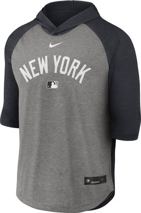 Nike New York Yankees Authentic Collection Flux Nike Mens Dri-FIT MLB 3/4-Sleeve Hooded T-Shirt in Blue | 04HI11L5NK-LQZ