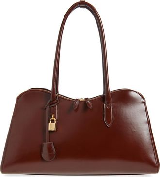 Stella McCartney Ryder Patent Open Tote in Mahogany at Nordstrom