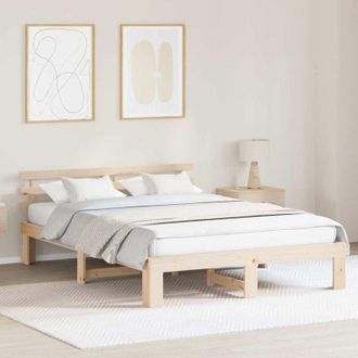vidaXL Vidaxl - Estructura De Cama Marr&oacute;n 140 X 200 Cm Madera Maciza De Pino