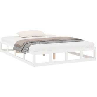 vidaXL Bed Frame without Mattress White 140x190 cm Solid Wood Vidaxl