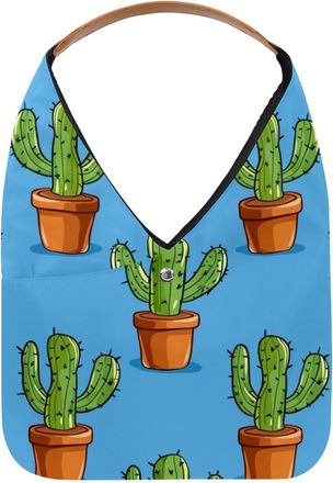 Generic Potted with Cacti Reusable Lightweight Grocery Bags - Foldable Into Compact Pouch, Washable & Sturdy, Multipurpose for Shopping and Travel