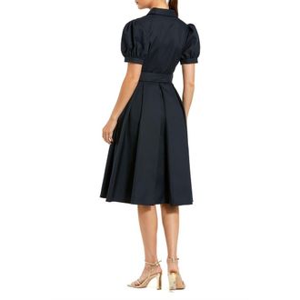 Mac Duggal Womens Puff Sleeve Shirt Dress with Belted Waist in Midnight at Nordstrom, Size 12