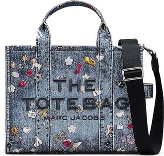 Marc Jacobs The Trompe Loeil Trinket Canvas Medium Tote Bag Cross Body Womens Handbags Medium Wash