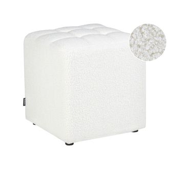 Beliani Reposapi&eacute;s Puf Sala De Estar Moderno Cubo Otomana Boucl&eacute; Blanco Kansas