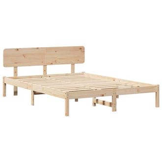 Berkfield Home Bed Frame with Headboard 150x200 cm Solid Pine Wood in Beige