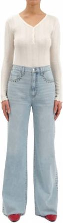 Daze Far Out High Rise Wide Leg Jeans In Light Blue