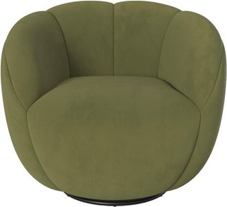 Rendez-Vous D&eacute;co Sill&oacute;n giratorio de terciopelo verde