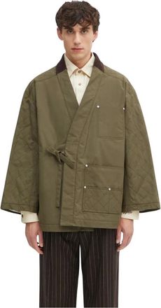 Kenzo Jassen, Heren, Groen, L, Katoen, Weave Kimono Jas