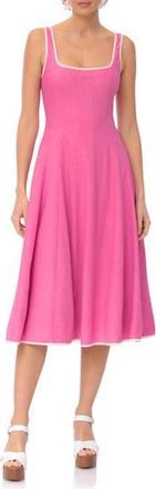 Avec Les Filles Contrast Edge Fit & Flare Midi Dress in Fuchsia at Nordstrom Rack, Size 10